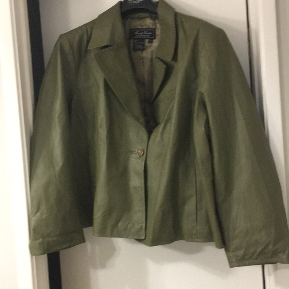 3X  OLIVE LEATHER JACKET - TERRY LEWIS